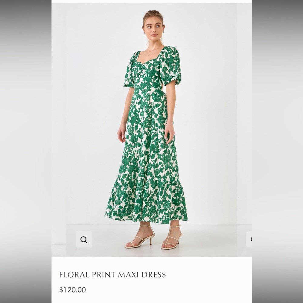 Floral print maxi dress in green